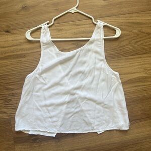 Brandy Melville White Cropped Open Back Womens Tank Top
